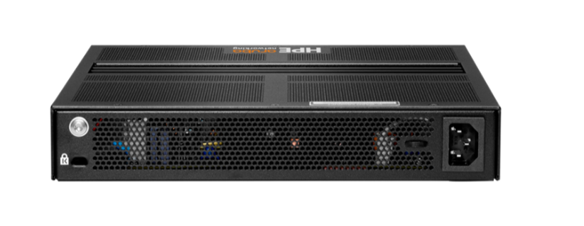CX6100‑48P‑4SFP+ rear with fans and power. CX6100‑48P‑4SFP+ rear with fans and power.